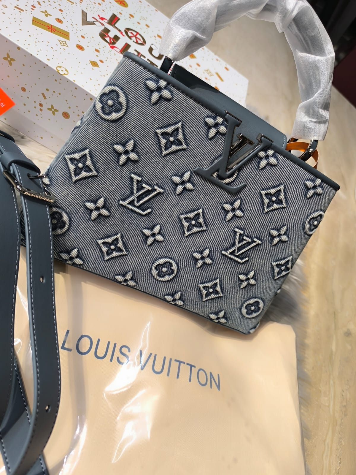 Louis Vuitton Denim Capucines Bag