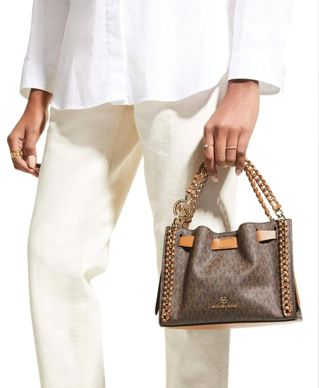 Michael Kors Signature Logo Mina Small Chain Crossbody Bag
