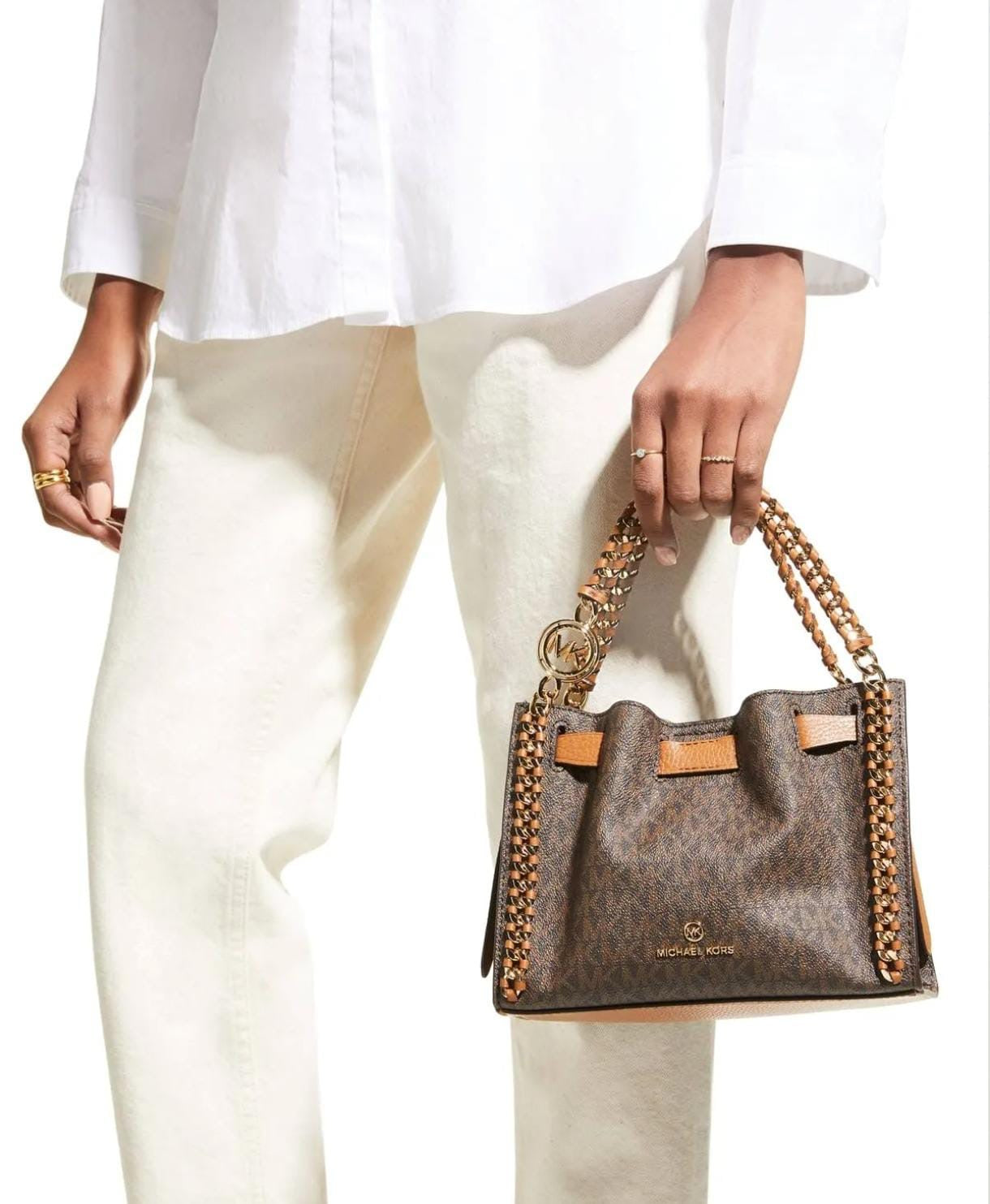 Michael Kors Signature Logo Mina Small Chain Crossbody Bag