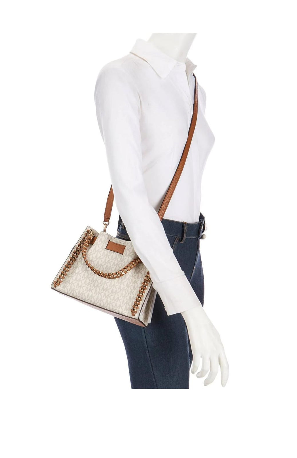 Michael Kors Signature Logo Mina Small Chain Crossbody Bag