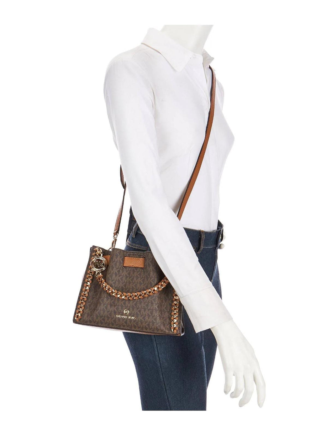 Michael Kors Signature Logo Mina Small Chain Crossbody Bag